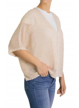 Cardigan con gancio scollo a V manica corta 